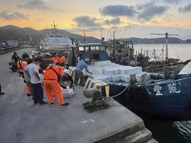 A ship in Matsu, Taiwan, loaded with Australian lobster.