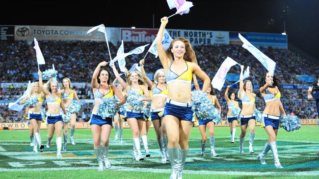 Dancers from the Hot Squad the North Queensland Cowboys cheerleaders perform at the North Queensland Cowboys Vs Melbourne Storm at Dairy Farmers Stadium, Townsville.