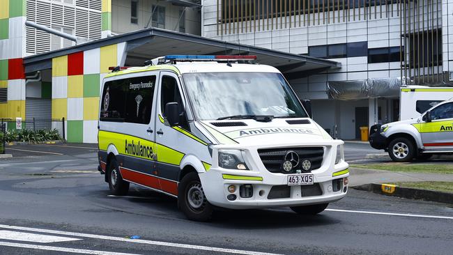 A Queensland Ambulance departs the emergency department of the Cairns Hospital on the Esplanade. Picture: Brendan Radke