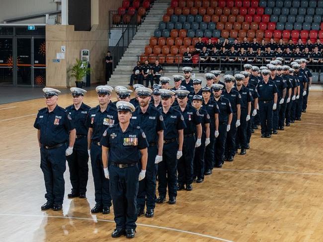 Northern Territory Police recruits. Constable Squad 158 officially graduating after seven months of intensive training, alongside 17 officers transitioning from the Aboriginal Community Police Officer pathway to become constables.