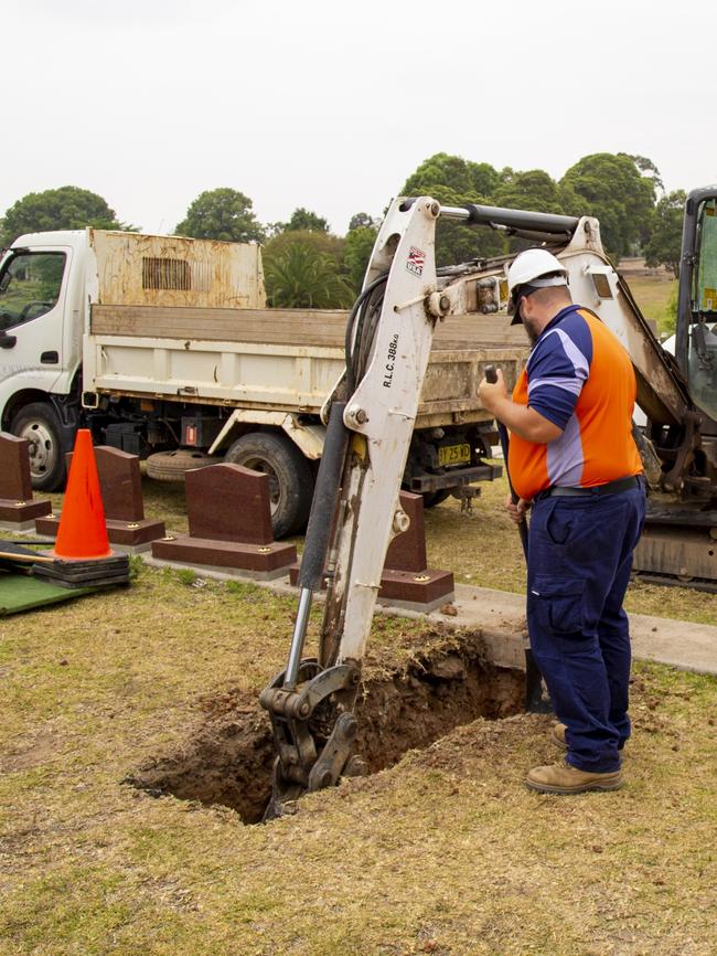 Grave diggers at Rookwood cemetery.