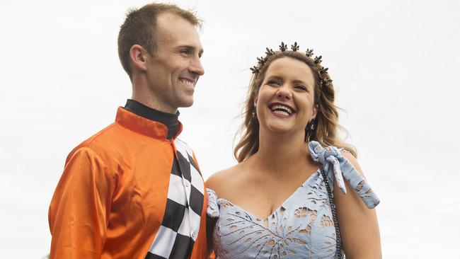 Tye Angland with his wife Erin. Picture: Jenny Evans