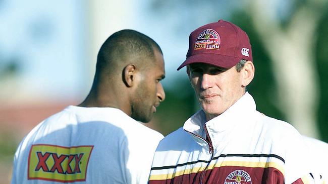 Lote Tuqiri and coach Wayne Bennett. PicDavid/Kapernick headshot serious sport rugby league