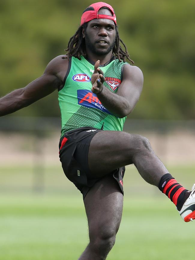 Anthony McDonald-Tipungwuti is among those hoping to propel the Bombers up the ladder next year. Pic: Michael Klein