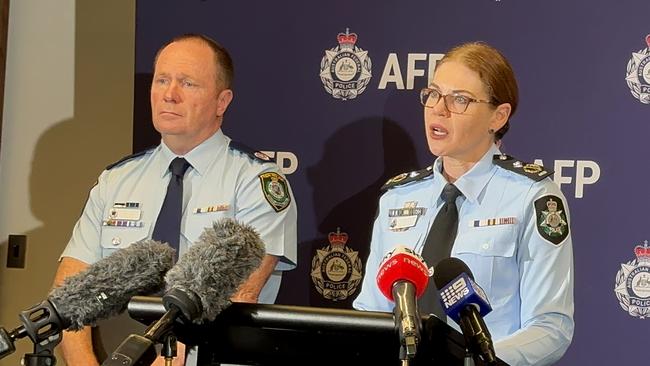 AFP Assistant Commissioner Justine Gough along with QPS Acting Assistant Commissioner Col Briggs. Picture Mohammad Alfares