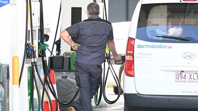 A man filling up his car with fuel in Brisbane. Picture: NCA NewsWIRE / John Gass