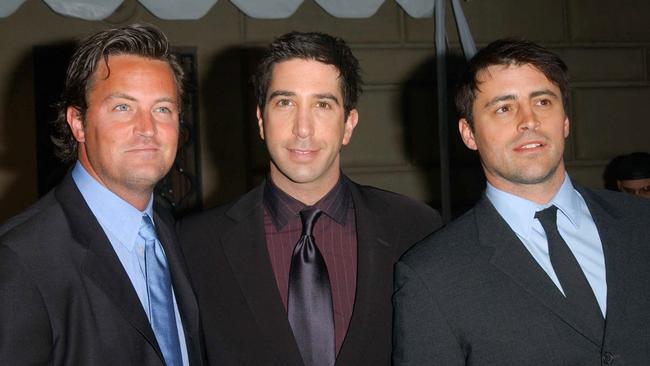 Friends stars Matthew Perry, David Schwimmer and Matt Leblanc considered themselves brothers. Picture: Chris Delmas/AFP