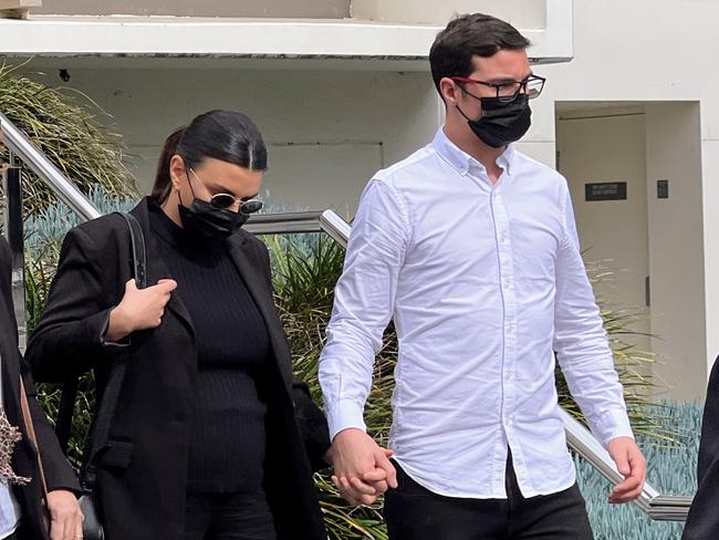 Deanna Azabal with her husband Ivan leaving Wollongong Courthouse. Picture: Dylan Arvela