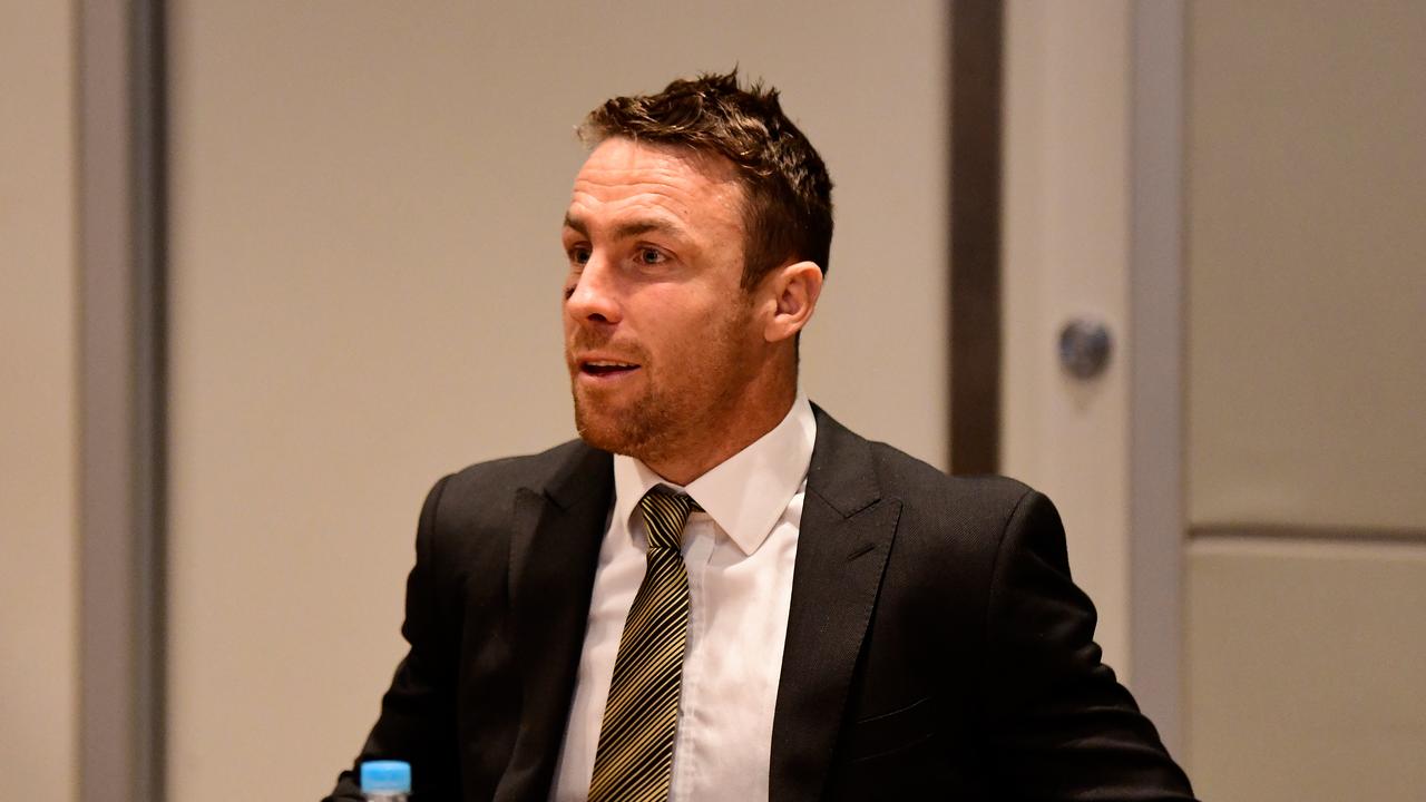 NSW and Penrith Panthers player James Maloney is seen at an NRL judiciary hearing at NRL Central in Sydney, Tuesday, May 7, 2019. James Maloney is contesting his dangerous contact charge. (AAP Image/Bianca De Marchi) NO ARCHIVING