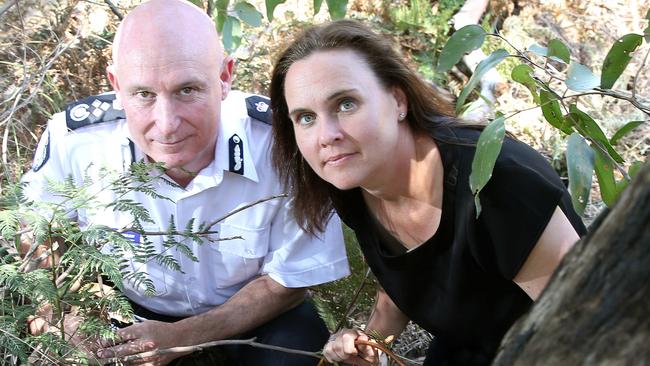 Emergency Services Minister Jane Garrett and Commissioner Craig Lapsley visit Anglesea fire station to talk about summer fire risk and congestion on the Great Ocean Road. Picture: Glenn Ferguson