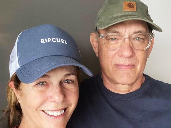 Rita Wilson and Tom Hanks while they were in the Gold Coast University Hospital after contracting coronavirus.