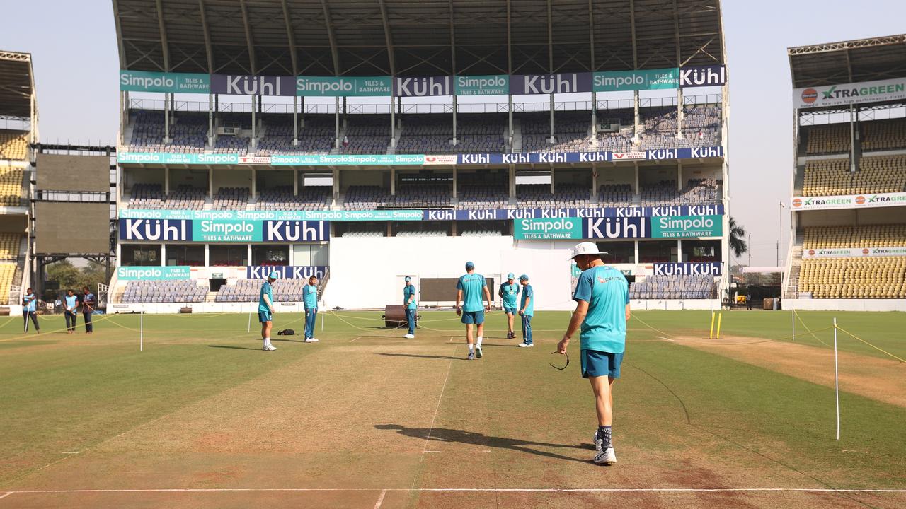 The Aussies take in a pitch in Nagpur.