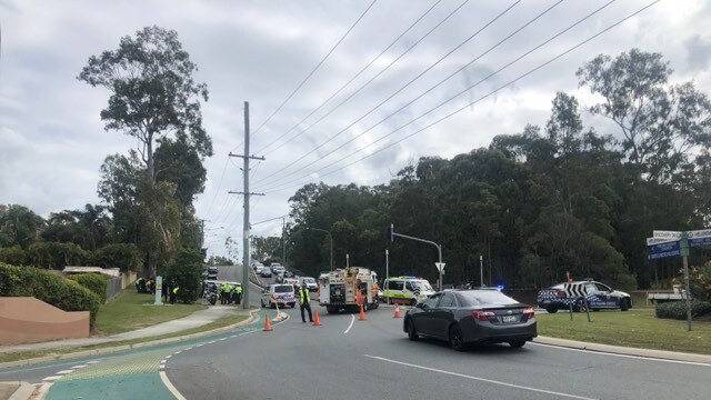 Stingers (tyre spikes) were deployed on Helensvale Rd. Picture: Dean Shelton