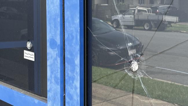 Mystery holes found in the found in the front of the Southport Transit Centre. Picture: Charlton Hart