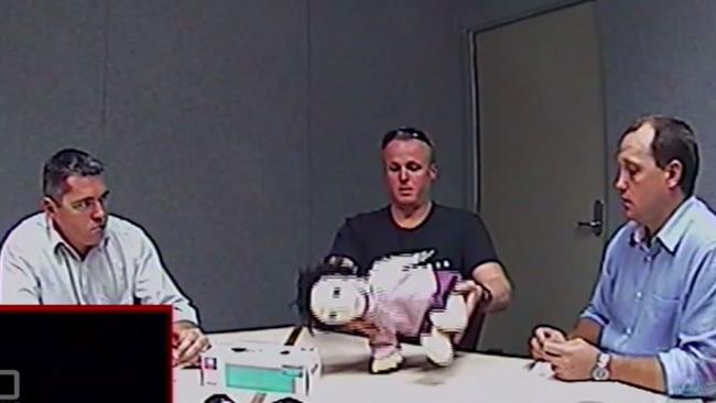 Troy Reed demonstrated to police his version of how Mason obtained injuries, but was unable to explain how he died. Picture: Channel 9