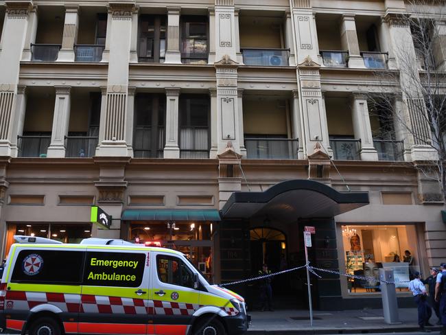 The apartment building in Clarence St in Sydney’s CBD where Ney is alleged to have attacked and killed Ms Dunn. Picture: Dean Lewins