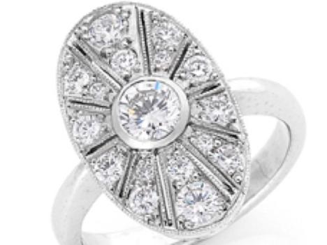 Art deco style ring — .52ct centre diamond — stamped Imp $9,650