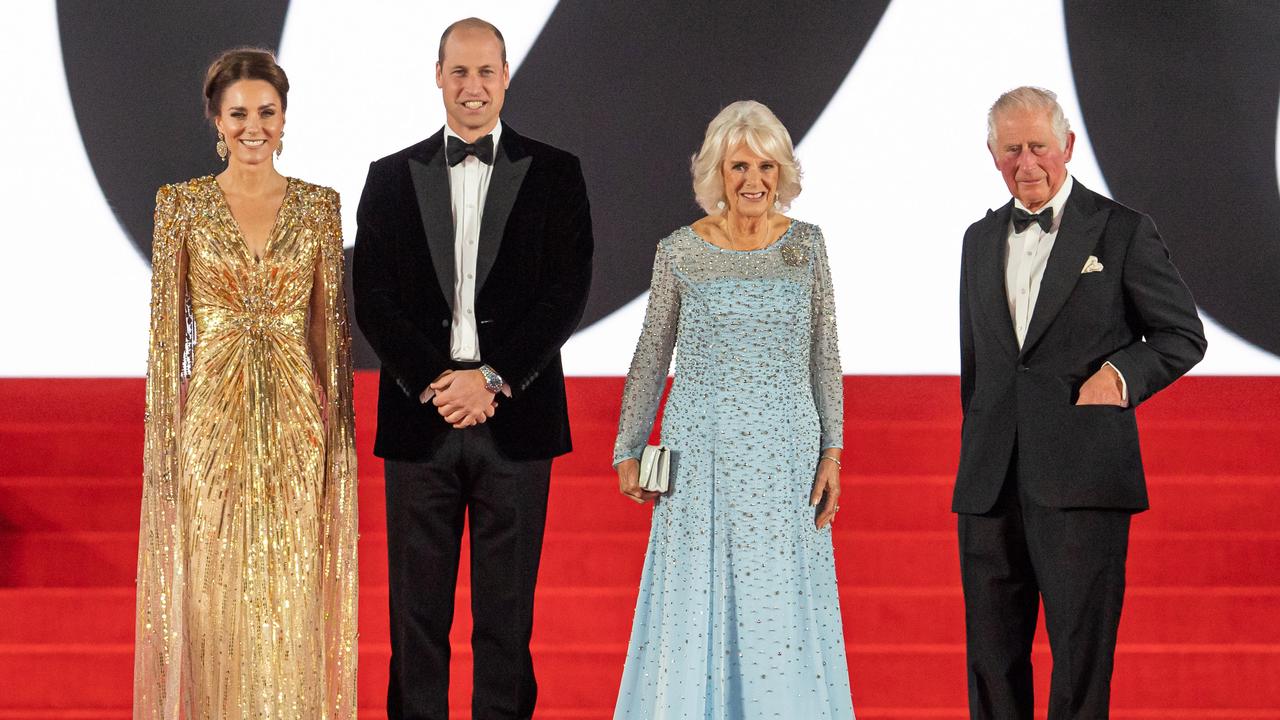 Kate, William, Camilla and Charles at the ‘No Time To Die’ World Premiere at Royal Albert Hall on September 28, 2021 in London, England. Picture: Samir Hussein/WireImage