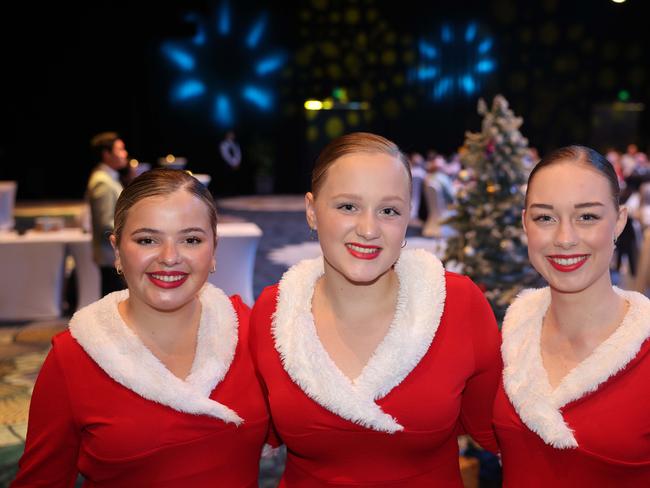 Emerson Bell, Addison Hartwig and Sianna Thew at the 2023 Christmas Appeal - Gold Coast Leaders Business Breakfast at The Star Gold Coast. Picture, Portia Large.