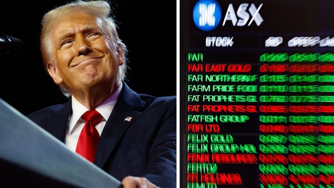 The Australian share market has reacted to Donald Trum[p's presidential election win. Picture: NewsWire/AFP