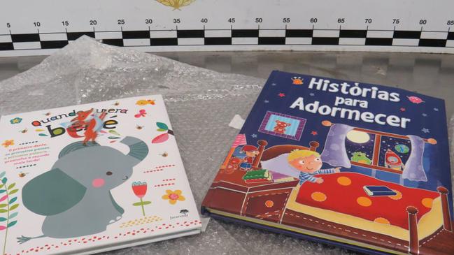 The children's books that were allegedly being used to smuggle cocaine from Portugal to Sydney. 