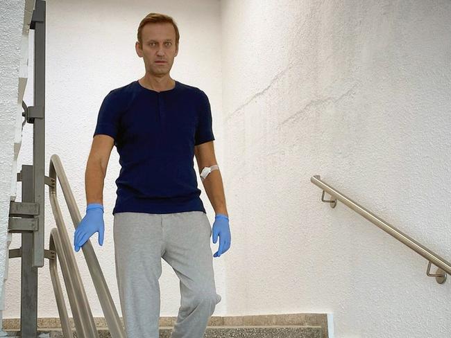 Alexei Navalny in Berlin’s Charite hospital, where he recovered after his suspected poisoning in 2020. Picture: AFP