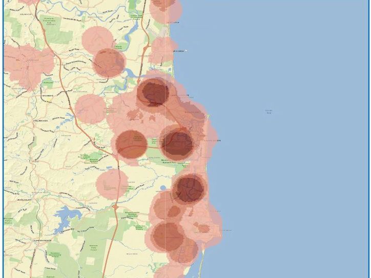 Sunshine Coast Regional Council's 'heat map' of building approvals over the past three years show areas of concentration. Released Monday, September 28, 2015 Photo Contributed. Picture: Contributed