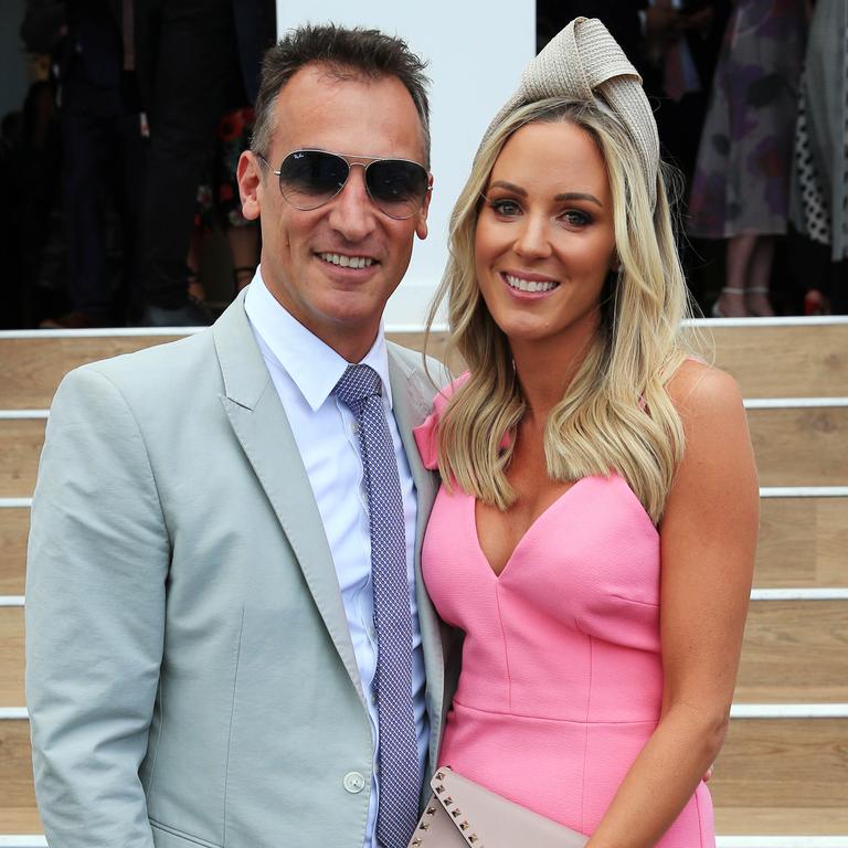 Antony Catalano with his wife Stefanie at Oaks day at Flemington Racecourse in 2018. Picture: Aaron Francis/The Australian