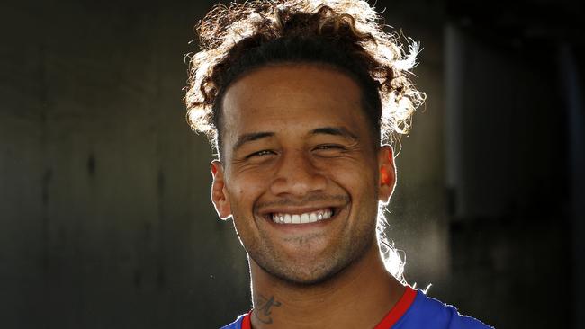 James Gavet of the Knights poses for a photograph after training at Balance field in Newcastle, Tuesday, February 26, 2019. (AAP Image/Darren Pateman) NO ARCHIVING, EDITORIAL USE ONLY