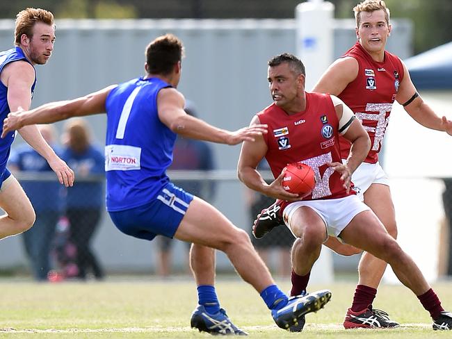 Nepean League - Tyabb v HastingsFormer West Coast Eagle Daniel Kerr who, playing with Tyabb.Picture: Jason SammonSaturday 1 April 2017