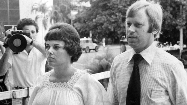 Lindy and Michael Chamberlain enter the Supreme Court in Darwin in 1982.