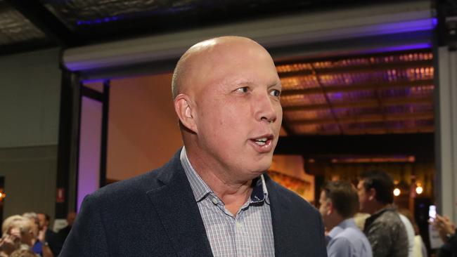 Federal Election 2022 seat of Dickson. Defence Minister and Federal Liberal member for Dickson, Peter Dutton arrives at his party in Brendale.  Picture: Zak Simmonds