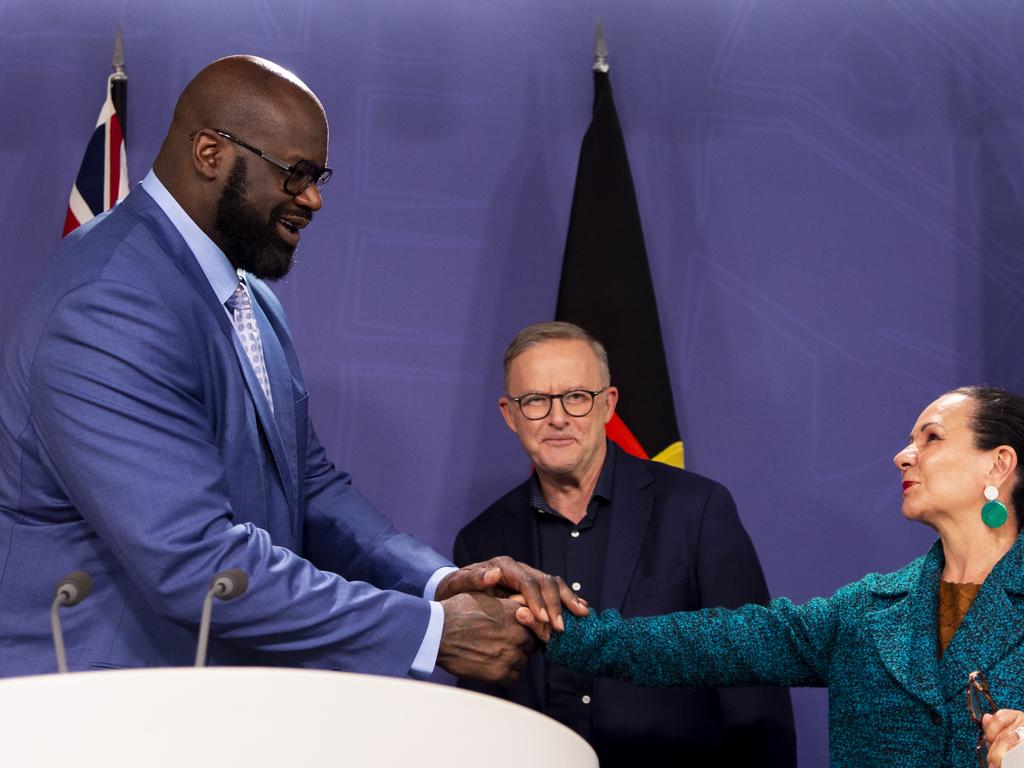 Is NBA legend Shaquille O'Neal really the way to campaign on Indigenous issues? Picture: NCA NewsWire / Monique Harmer