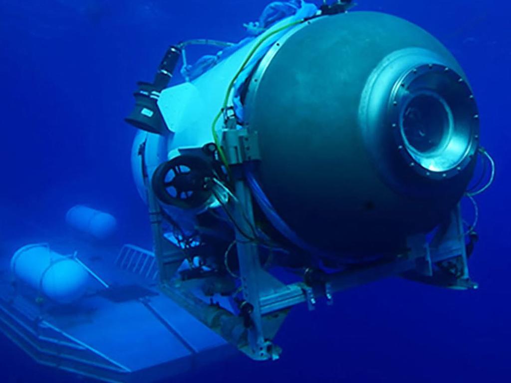 The Titan submersible launching from a platform. Picture: AFP