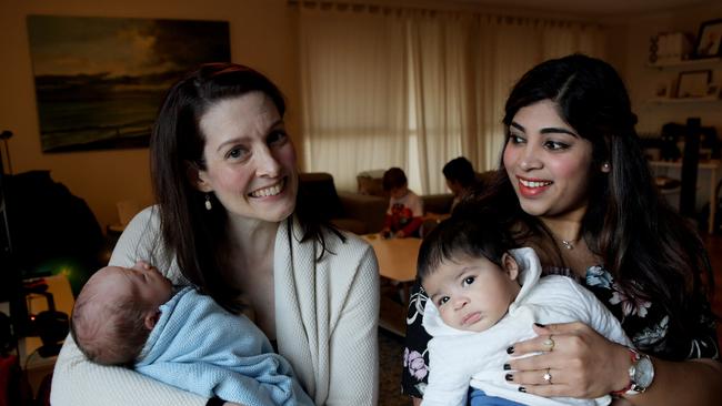 Tamsin Gascoigne with Miles and Preethi Arvind with her son Arjun Arvind. Picture: Tracey Nearmy