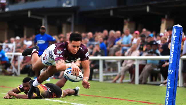 Troy Leo scored a sensational try just before half-time. Picture: SMP Images