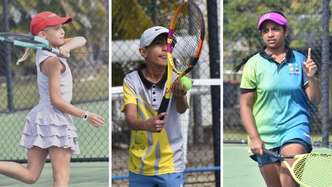 Players on court at the JDS Central Region tournament at the Rockhampton Regional Tennis Centre on July 14, 2024.