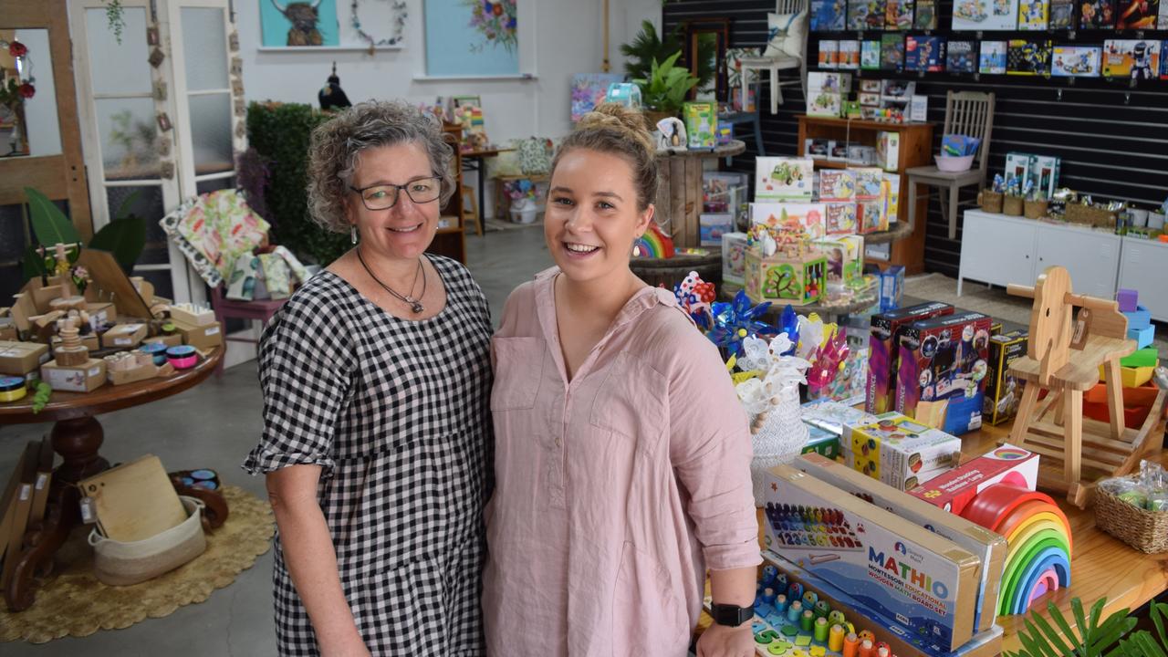 Store manager Renee Firth and assistant Amelia Gordon at the Outback Exploratorium, which opened at Emerald on April 12. Photo: Kristen Booth