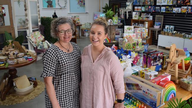 Store manager Renee Firth and assistant Amelia Gordon at the Outback Exploratorium, which opened at Emerald on April 12. Photo: Kristen Booth