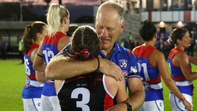 The Burke’s embrace was one of the moment’s of the night. Picture: Michael Willson/AFL Photos