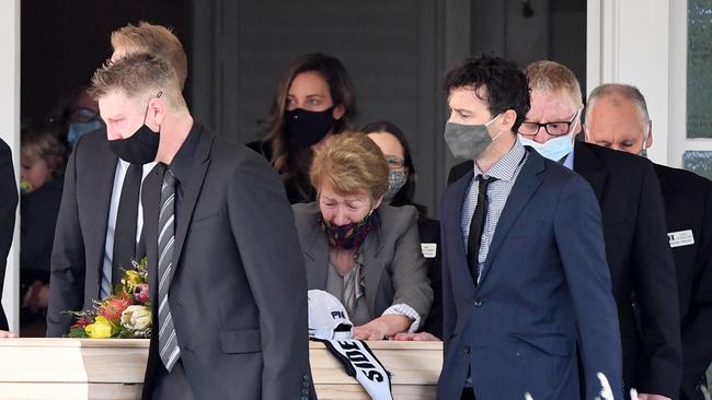 Family and friends attend the funeral service of Jarrod Fox at Federation Chapel, Lilydale Memorial Park. Picture: Penny Stephens