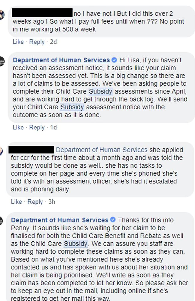 A Facebook exchange between a disgruntled parent and the Department of Human Services.