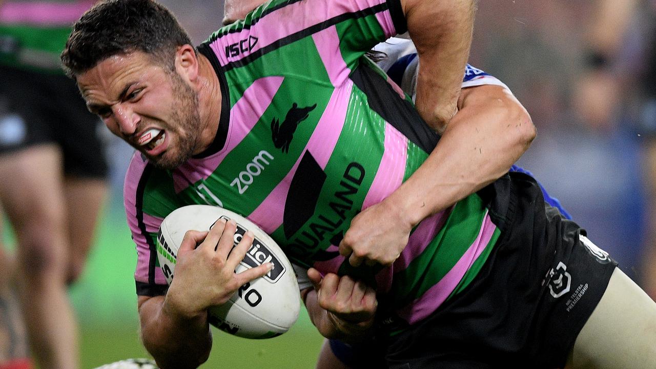 Sam Burgess is racing the clock to be fit for the Rabbitohs’ clash with the Broncos.