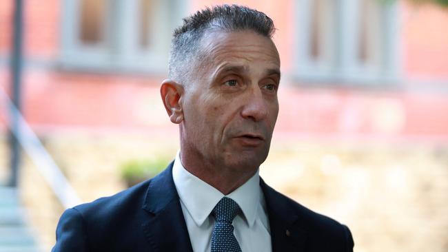 WA Police Minister Paul Papalia addressed the media on Friday, the day after a fatal shooting in the Wheatbelt. Picture: NCA NewsWire /Philip Gostelow