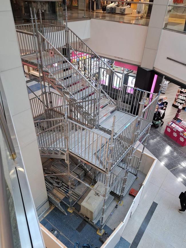 The staircases are currently being installed at Westfield Eastgardens. Picture: Facebook/ Marissa Ely – Maroubra Community