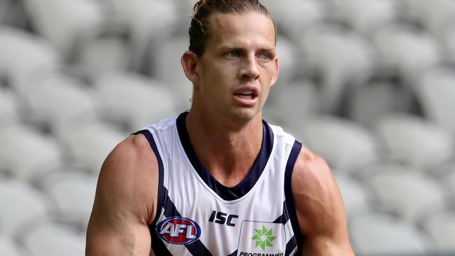 Nat Fyfe is out with a hamstring injury. Picture: Michael Klein