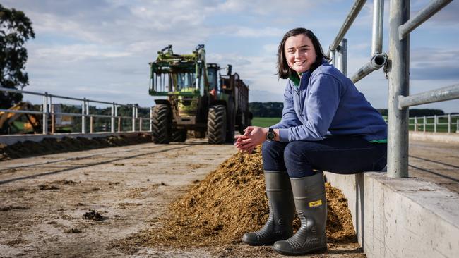 Meg Kenna on her family’s Glenormiston North farm. Picture: Nicole Cleary