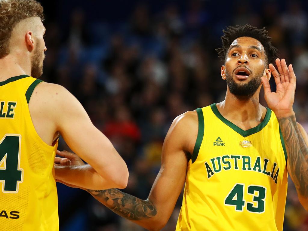 Jonah Bolden in action for the Boomers in 2019. Picture: Mark Kolbe/Getty Images.