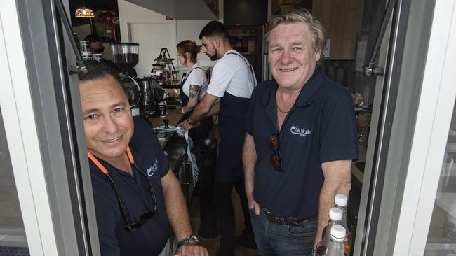 Business partners in the new Little Blu cafe – Nigel Marshall (left) and Paul Harris. Photo: Brian Cassey