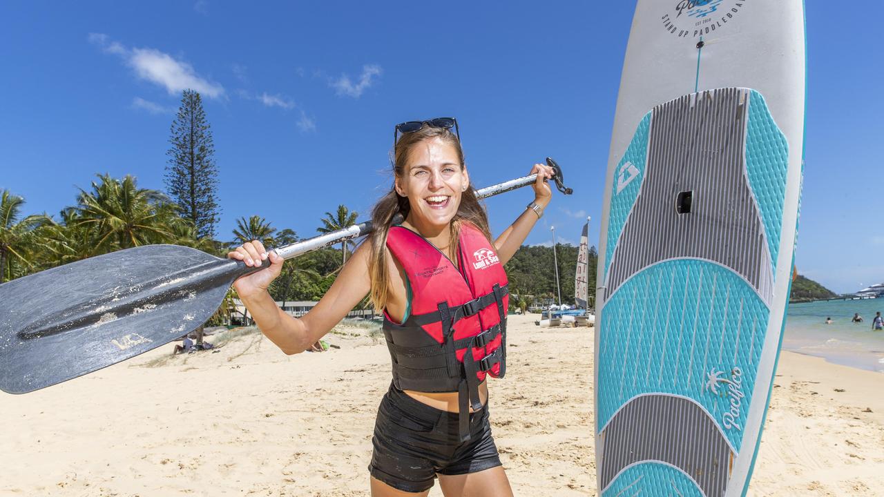 Zuzana Stefancova from Slovakia enjoys a visit to Tangalooma, which will be one of the first destinations to welcome cruise ships back to Queensland. Picture: Richard Walker.